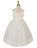 Pleated Chiffon Tea Length Flower Girl Dress With Flower Sash